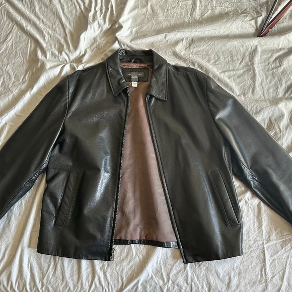 Banana Republic Black Leather Bomber Jacket - Picture 1 of 4